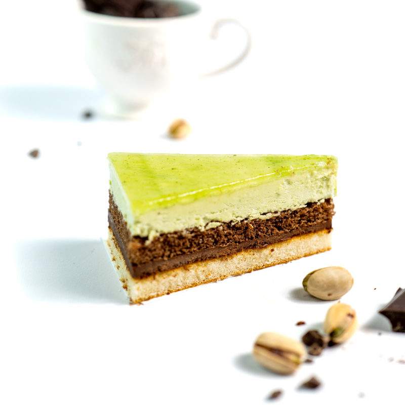 Choco Pistache - Gâteau mousseline pistache et ganache chocolat- La Romainville
